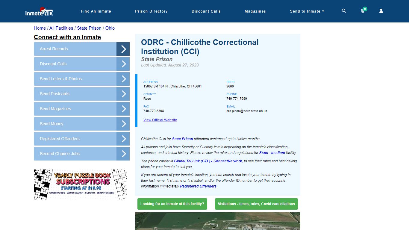 ODRC - Chillicothe Correctional Institution (CCI) & Inmate Search ...