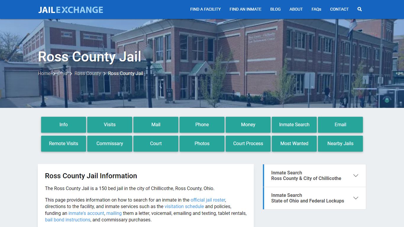 Ross County Jail, OH Inmate Search, Information